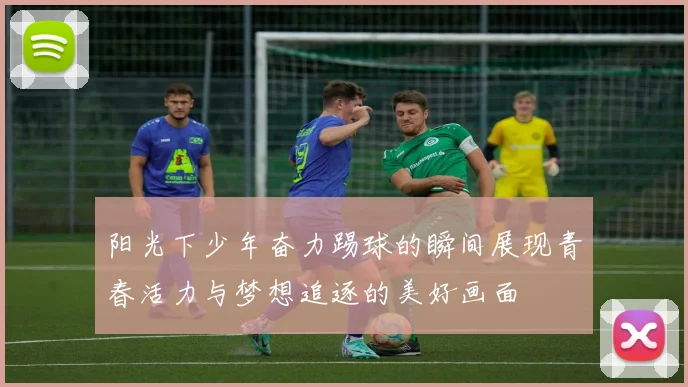 阳光下少年奋力踢球的瞬间展现青春活力与梦想追逐的美好画面